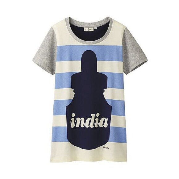 House Industries x Uniqlo Striped India Ink Bottle Typography TShirt Font Nerd L - Picture 1 of 9